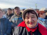 Sixty-five-year-old Kherson resident Valentyna Banishevska in Kherson on Monday. "We are so happy right now!" she told NPR. "Before [the Russian withdrawal], Kherson was like a ghost city. No one was in the streets. People were scared." Banishevska says when she realized Kherson was actually liberated, she and her neighbors danced in the streets.