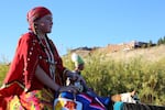 Maddie Webb, 13, rides her horse Dodger during a parade outside the Kah-Nee-Ta resort during its closing weekend.