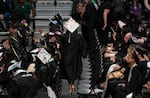 FILE - A Parkrose High School graduate during commencement ceremony in Portland, Ore., in June.