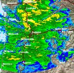 The National Weather Service radar image shows wet weather throughout northwest Oregon and southwest Washington, Thursday, Oct. 13, 2016.