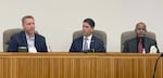 Lawmakers (left to right) Senate Republican Leader Daniel Bonham, R-The Dalles, Senate President Rob Wagner, D-Lake Oswego, and Sen. Kayse Jama, D-Portland, at a legislative preview at the Oregon state Capitol in Salem, Jan. 16, 2025.