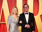 James Murdoch, right, and his wife Kathryn attend the 2024 Vanity Fair Oscar Party in Beverly Hills, California.