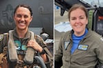 This combination of undated photos released by the U.S. Navy shows left to right; Lt. Serena Wileman, a Naval Aviator, and Lt. Commander Lyndsay Evans, a Naval Flight Officer.