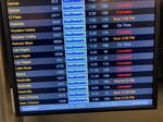 A flight board shows canceled flights at the Southwest Airlines terminal at Los Angeles International Airport, on Monday.