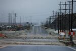 Sun., Aug. 20: A road is washed out as Tropical Storm Hilary heads north into Palm Springs, California.