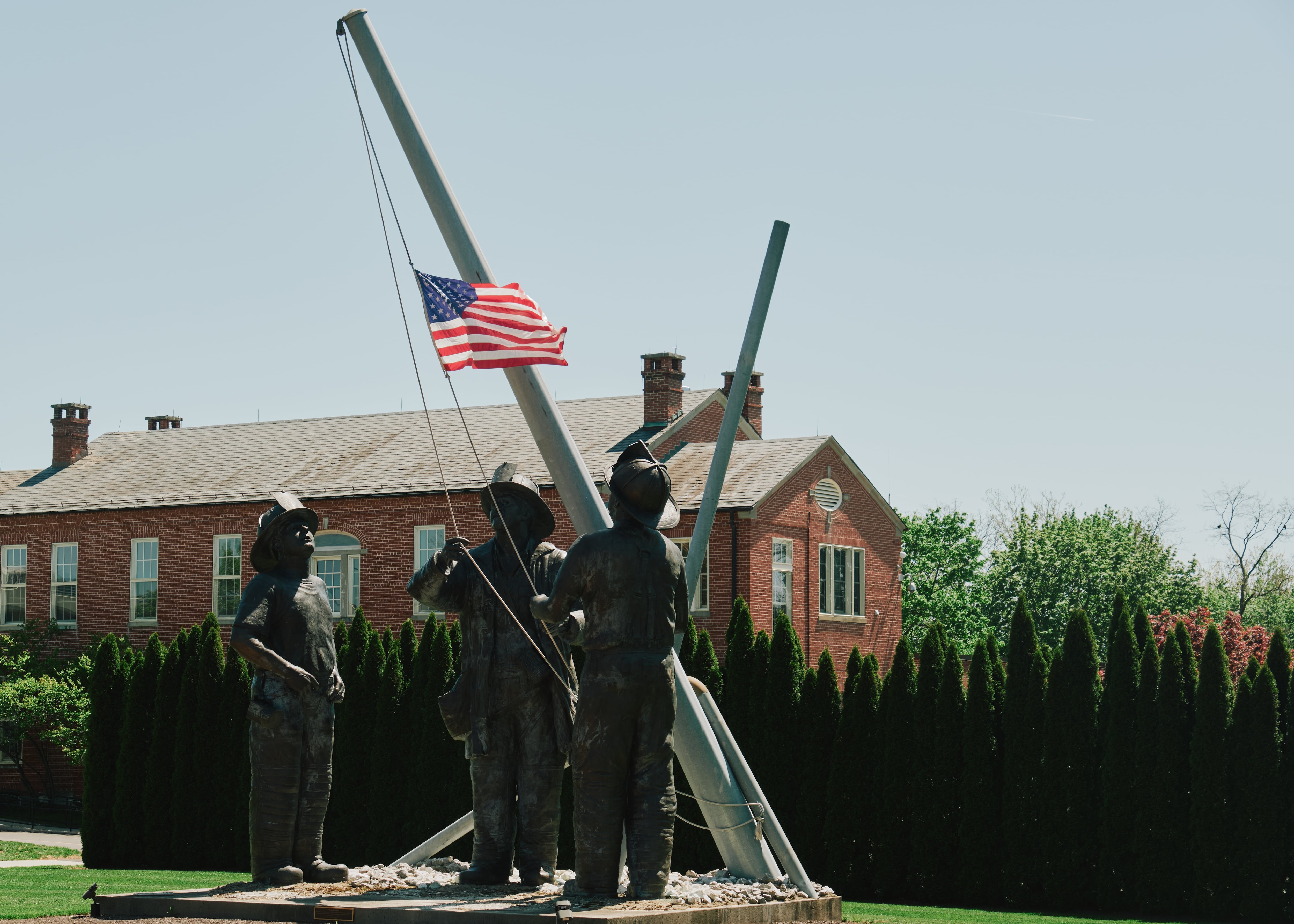 The National Fallen Firefighters Memorial sits at the National Fire Academy in Emmitsburg, Md. Each year, thousands come to town for a memorial weekend to honor those who have died.
