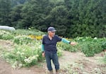 Hachiro Koganezawa, 90, farms flowers and vegetables on a plot of land outside the village center.