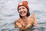 It was Courtney Burkett Jackson's first time plunging with the Puget Sound Plungers. "I am actually surprised at how calm and relaxed I feel," she said.