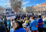 Several hundred educators and supporters marched from the Portland Association of Teachers headquarters to the city waterfront on Tuesday, Nov. 21, 2023, as part of the ongoing teachers strike.