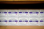 Boxes of the drug mifepristone line a shelf at the West Alabama Women's Center in Tuscaloosa, Ala., on Wednesday, March 16, 2022. The drug is one of two used together in "medication abortions." According to Planned Parenthood, mifepristone blocks progesterone, stopping a pregnancy from progressing. 