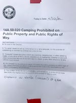 In April 2021 a private security guard with Portland Patrol Inc. who was patrolling for Downtown Clean & Safe, created a notice that falsely informed campers they must vacate the area. The notice included an illegal use of the city’s seal.