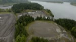 The site of the former Trojan Nuclear Power Plant, alongside the Columbia River. The spent fuel is stored towards the back of the facility in concrete casks.