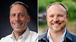 Jamie Collins, left, and Rick Russell, both running for the Deschutes County Board of Commissioners, Positions 1 and 4, respectively.