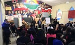 FILE-In this March 1, 2017, photo, residents of the predominantly Latino town of Woodburn, Ore., meet to talk about increased detentions by federal immigration agents. The meeting was held in the offices of PCUN, a union that represents farmworkers and others and which is housed in a former church. Now, these community members are facing similar threats.