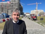 Opposition politician Akos Hadhazy gives a tour of the buildings surrounding Budapest’s Buda Castle to highlight what he calls the corruption in Prime Minister Viktor Orban’s government.