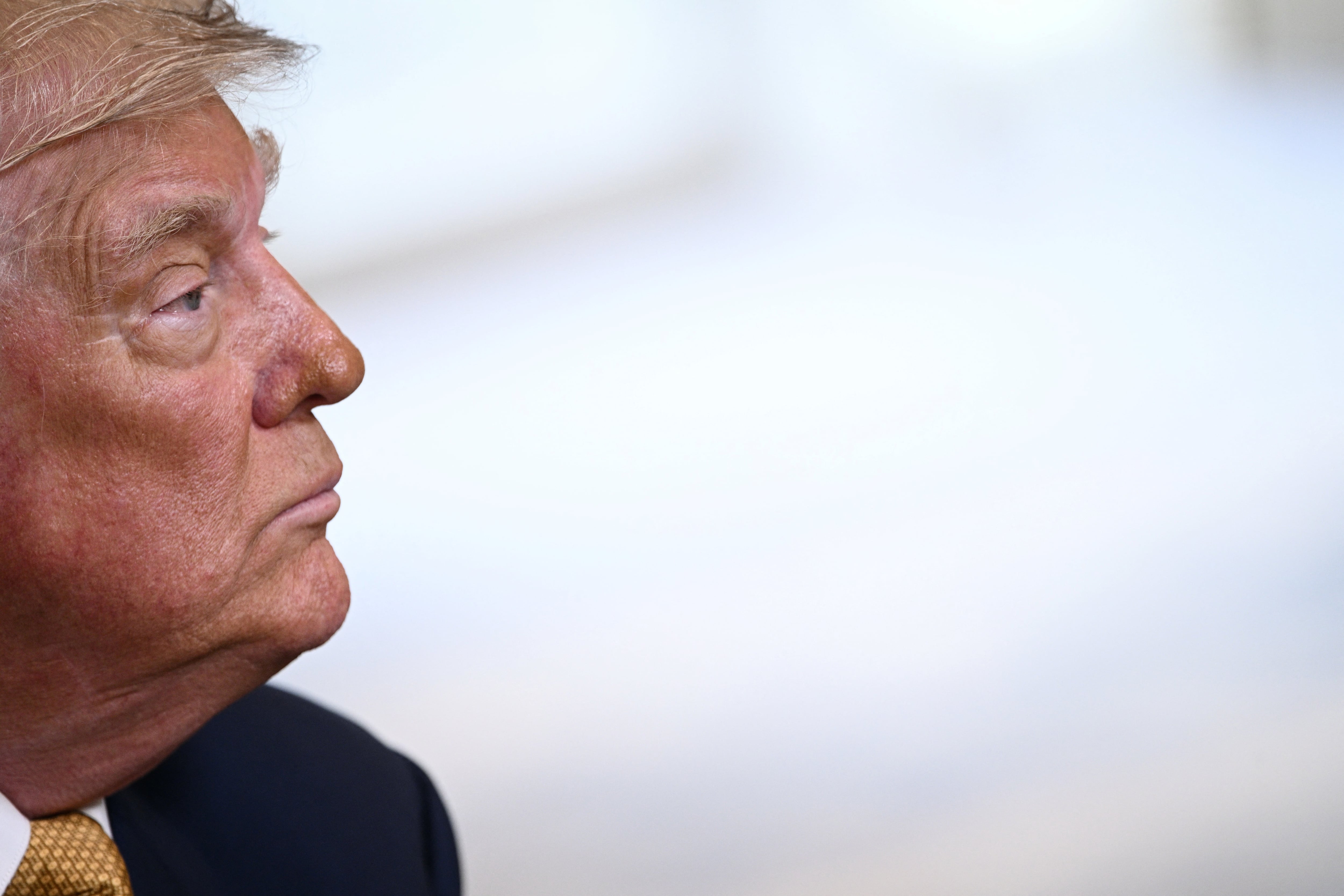 President Trump speaks with European Commission President Ursula von der Leyen (off camera) during a meeting about tariffs in Scotland on July 27.