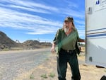 Jon Stoneman, 68, stands near a construction site outside of Redmond on August 20. A former house painter, Stoneman has lived in Central Oregon for much of his life and now lives in a trailer.