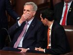 House Republican Leader Kevin McCarthy listens to floor proceedings in the House Chamber during the fourth day of elections for Speaker of the House on Jan. 6.