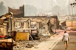 Homes destroyed by a 2020 wildfire in Talent, Ore.