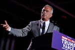 Robert F. Kennedy Jr. speaks during a campaign rally for Donald Trump at Macomb Community College in Warren, Mich., on Nov. 1. Trump has now tapped Kennedy for his administration.