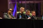 Portland Police Chief Danielle Outlaw, Mayor Ted Wheeler, Assistant Chief Chris Davis and Deputy Chief Bob Day listen during a community listening session at Maranatha Church in Portland, Ore., Thursday, Feb. 21, 2019. City leaders called the meeting to hear community concerns over a police lieutenant's text messages with Patriot Prayer leader Joey Gibson.