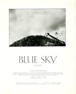 Blue Sky Gallery's first exhibition poster attracted the attention of photographic artists all over the country. The novel graphic was designed by the gallery's co-founder Ann Hughes.