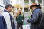 Occupation supporters ate hotdogs and grits outside the federal courthouse in downtown Portland.