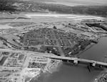 A historical aerial shot of Plant 2 — which Boeing disguised to protect it from being bombed — on the Duwamish River in South Seattle. The lasting legacy of the B-17 bomber is a complicated one — the Nazis were defeated, but the Duwamish is so polluted that its fish can't be eaten.