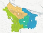 FILE: An map showing Portland's new council districts.