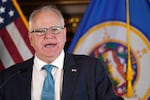 FILE - Minnesota Gov. Tim Walz speaks to the media, Nov. 9, 2022, in St. Paul, Minn. Vice President Kamala Harris, the presumptive Democratic nominee for president, has selected Walz as her running mate.