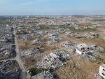 An aerial view of the destruction in Beit Hanoun after the ceasefire agreement in Gaza came into effect, in Beit Hanoun, Gaza on January 28, 2025. Months of Israeli shelling caused heavy damage to greenhouses and agricultural lands in the city.
