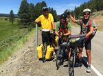 Three cyclists traveling the trans-America route from one end of the U.S. to the other stop along the scenic bikeway near Prarie City. Oregon businesses benefit from many cyclists pedaling this route. "The reason why I went east to west was to save Oregon for last -- cause you save the best for last," said John Seckinger, right, cyclist from Pittsburgh. 