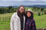 Founder of Our Legacy Harvested, Tiquette Bramlett, with one of their inaugural 'OLH Cru' interns Marcela Alcantar-Marshall at Compris Vineyard. The internship program will bring 5 BIPOC individuals to the Willamette Valley to train with a Diversity, Equity, and Inclusion (DEI)-trained winery.