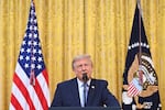 President Donald Trump speaks in the East Room of the White House on July 16, 2026. Trump used the speech to press for passage of the Save America Act.