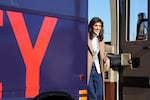 "It's a great day in South Carolina when I can come home," Nikki Haley delivered her signature line with a hometown twist to supporters. Republican presidential candidate and former UN Ambassador Haley steps off of her campaign bus ahead of an event on Feb. 13 in her hometown of Bamberg, S.C.