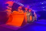 A loader on display at the LKAB visitors center 500 feet below ground.