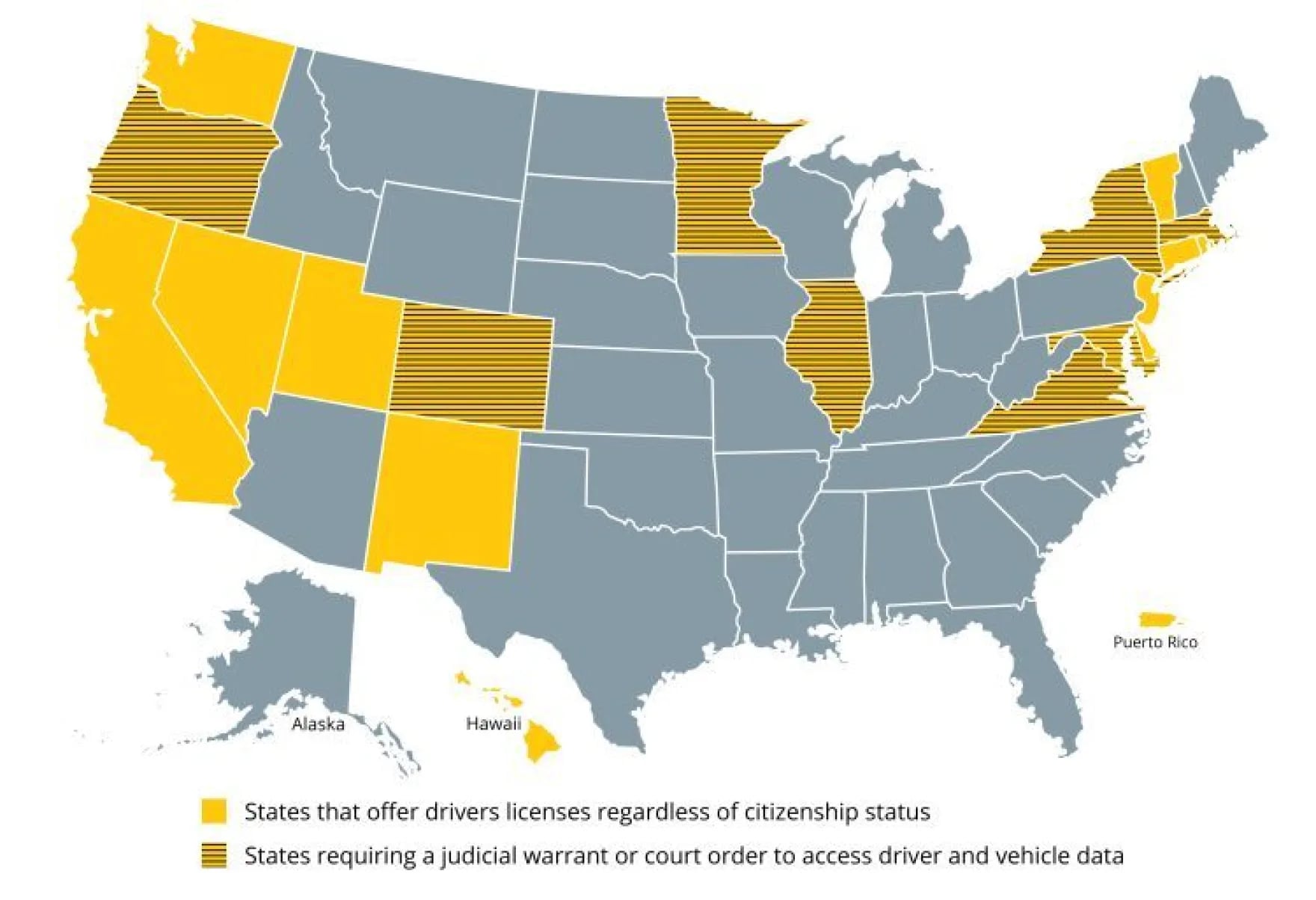 As of August 2025, 19 states, plus the District of Columbia and Puerto Rico, offer driver’s licenses regardless of citizenship status.