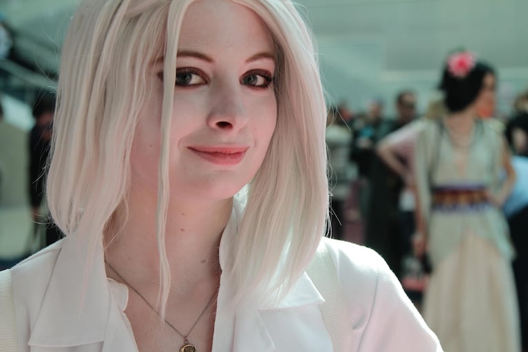 College student Savanah Vickers, dressed as Liv Moore from iZombie, in a lab coat she sewed herself. Vickers says she finds dressing up empowering. "Comicon is just a community where everybody gets together and has the same love, even if its for a different genre," she says. 