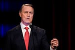 Former Sen. David Perdue speaks during a gubernatorial Republican primary debate on May 1, 2022, in Atlanta.