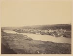 This photograph taken by Carleton Watkins shows Oregon City in 1867.