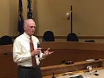 Bob McKean speaks at a community meeting at Portland Public Schools district office, before being named the interim superintendent.