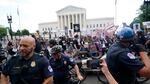 People protest about abortion on Friday outside the Supreme Court in Washington.