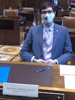 WOU graduate Nathan Soltz sits after casting one of Oregon's electoral votes in December 2020. Soltz is Oregon Sen. Lew Frederick's Chief of Staff.