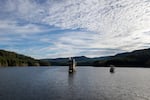 FILE: Bull Run Watershed, Dec. 3, 2019. Water stored in reservoirs in the Bull Run Watershed has served the Portland metro area with drinking water. It is human-built reservoirs like this one, as opposed to natural lakes or ponds, that the researchers studied for their floating solar potential. 