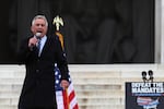 Robert F. Kennedy Jr. speaks during a rally on the National Mall in Washington, D.C., following a march in opposition to COVID-19 mandates on Jan. 23, 2022.