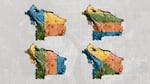Four multicolor maps of Portland.