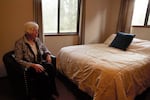 Lusijah Marx sits in one of the sleeping areas at InnerTrek's retreat in Clackamas County on March 10, 2023.