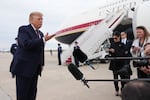 President Donald Trump speaks to reporters before boarding Air Force One, Wednesday, Oct. 28, 2026, at Joint Base Andrews, Md.