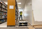 Cleanup at the Branford Price Millar Library at Portland State University is underway, May 6, 2024, after protesters occupied the library for several days last week. 