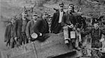 This photo, probably taken between 1905 and 1910, shows a group of coal miners at the early entrance of a mine near Newcastle, Washington. Coal mining could return to eastern King County under a proposal that many residents oppose.